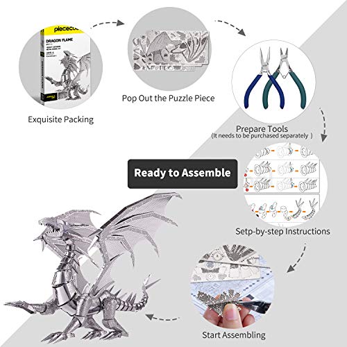 Dragon Flame 3D Metal Puzzle Kit for Adults