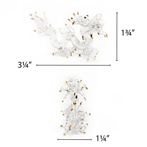 Tiny 3¼" Clear and Gold Chinese Dragon Figurine