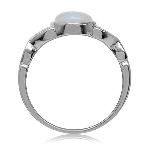Victorian Style Moonstone Sterling Silver Ring Size 8