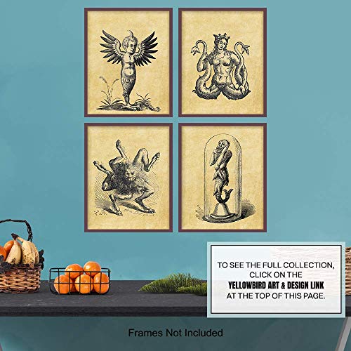 Gothic Mythical Creatures Wall Art Prints Set