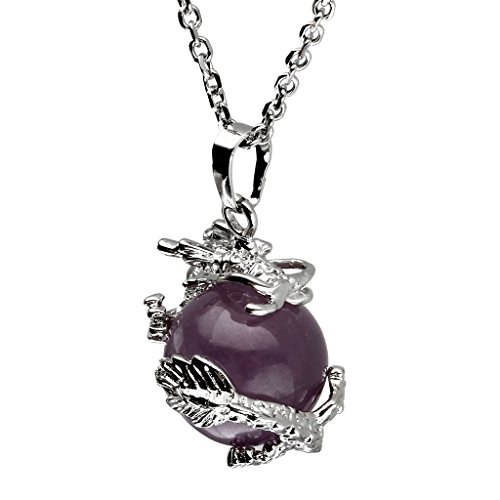 Mystical Amethyst Dragon Wrapped Pendant Necklace Set