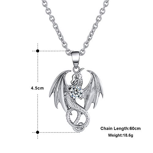 Mythical Dragon Pendant Necklace in Stainless Steel