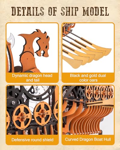 Viking Dragon Ship 3D Mechanical Wooden Puzzle