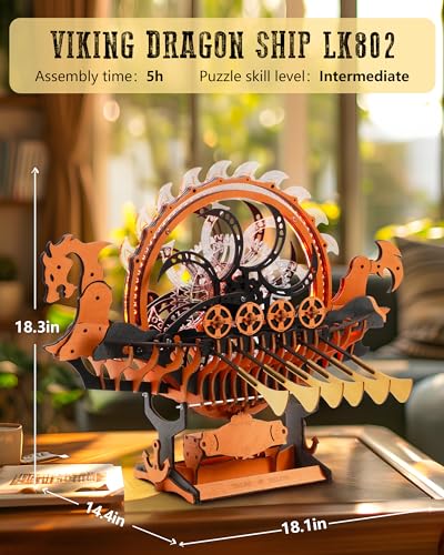 Viking Dragon Ship 3D Mechanical Wooden Puzzle