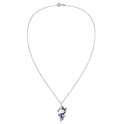 Majestic Dragon Lapis-Lazuli Sterling Silver Pendant Necklace