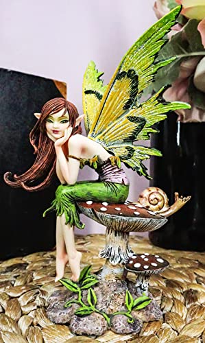 Whimsical Fairy on Toadstool Statue Collectible Figurine