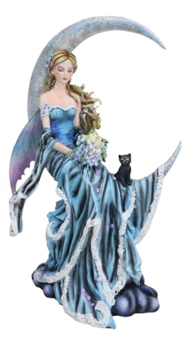 Celestial Crescent Moon Fairy Statue 11" H