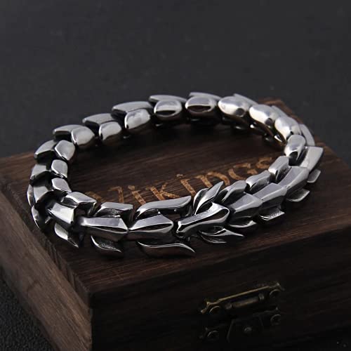 Viking Dragon Steel Bracelet - Ouroboros Design