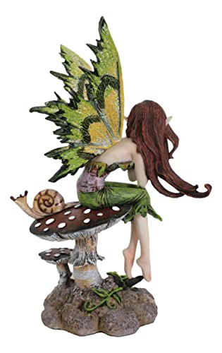 Whimsical Fairy on Toadstool Statue Collectible Figurine