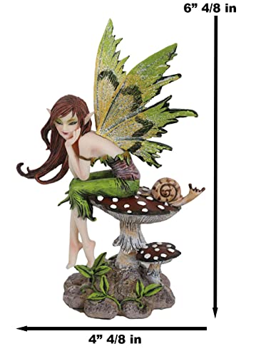 Whimsical Fairy on Toadstool Statue Collectible Figurine