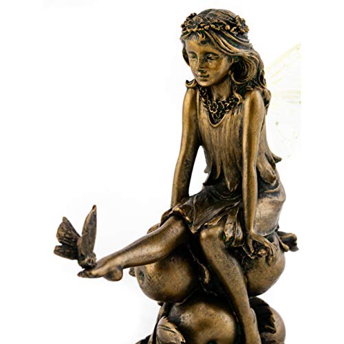 Fairy and Butterfly Hand-Painted Mythical Statue