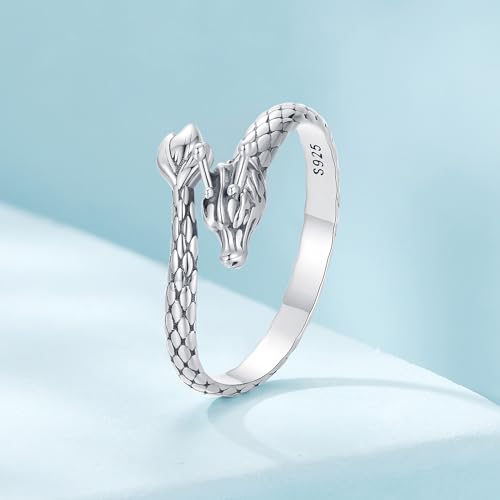 Dainty Silver Dragon Wrap Ring for Women