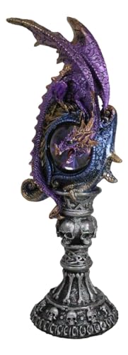 Purple Twilight Dragon on Alchemy Skull Figurine