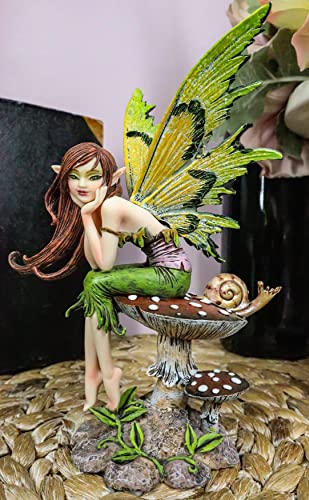 Whimsical Fairy on Toadstool Statue Collectible Figurine