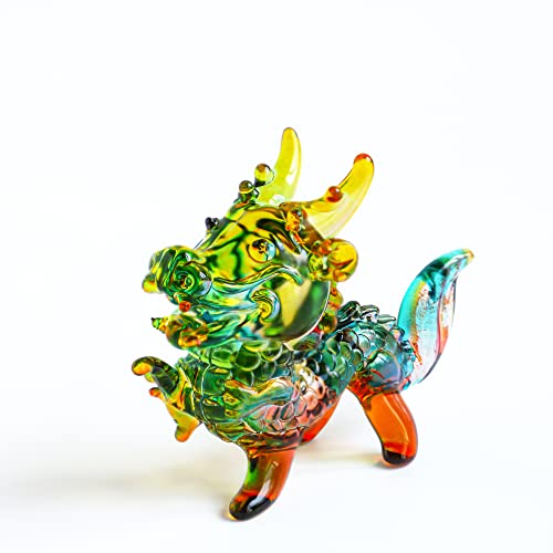H&D Glass Dragon Figurine - Mythical Collectible Statues