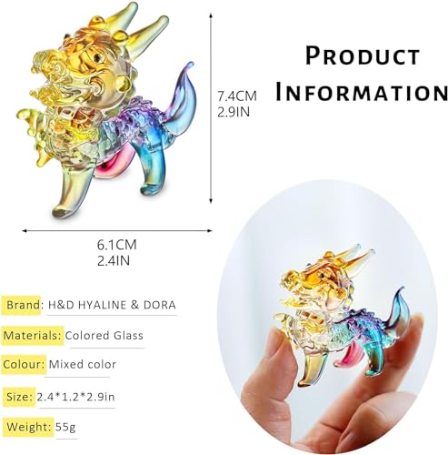 H&D Glass Dragon Figurine - Mythical Collectible Statues