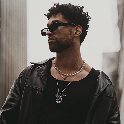 Amethyst Dragon Pendant Necklace for Men and Women