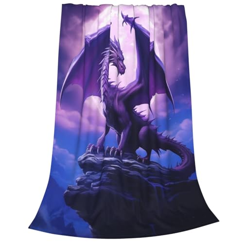 Fantasy Purple Dragon Cozy Throw Blanket 60x50