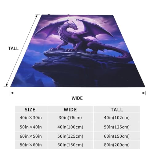 Fantasy Purple Dragon Cozy Throw Blanket 60x50