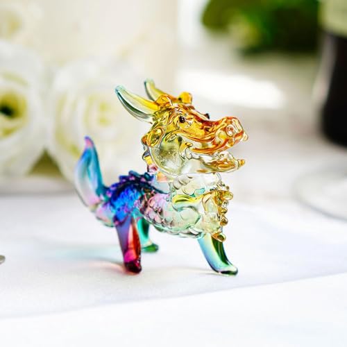 H&D Glass Dragon Figurine - Mythical Collectible Statues