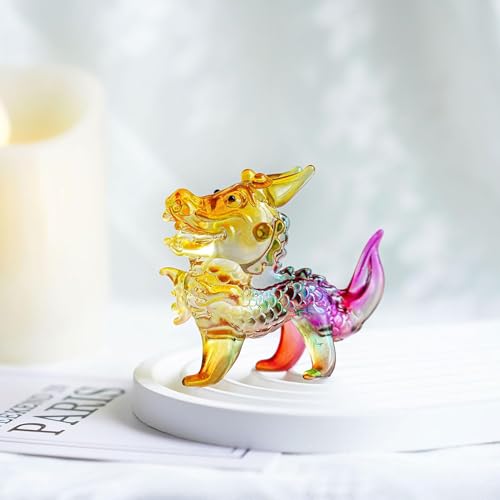 H&D Glass Dragon Figurine - Mythical Collectible Statues