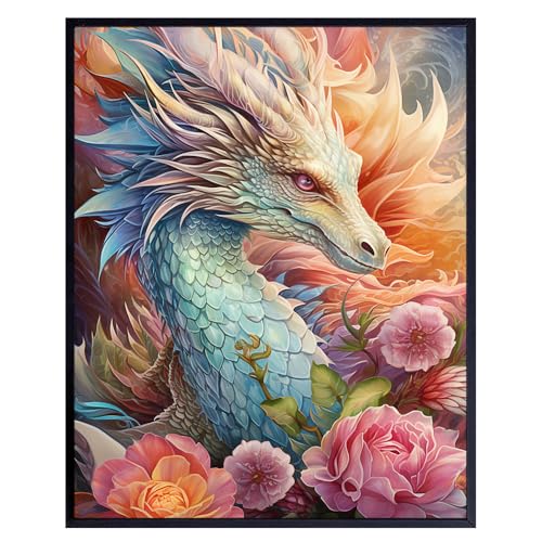 Mythical White Dragon Wall Art for Gamers