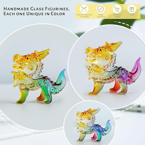H&D Glass Dragon Figurine - Mythical Collectible Statues