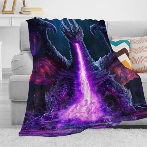 Purple Dragon Breath Plush Throw Blanket