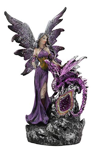Purple Fairy & Dragon LED Geode Night Light
