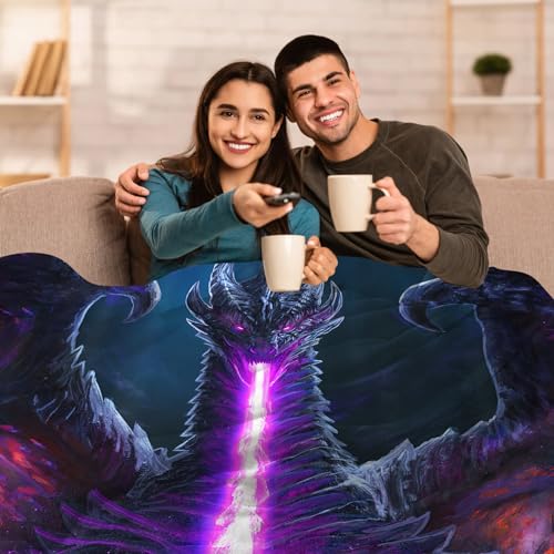 Purple Dragon Breath Plush Throw Blanket