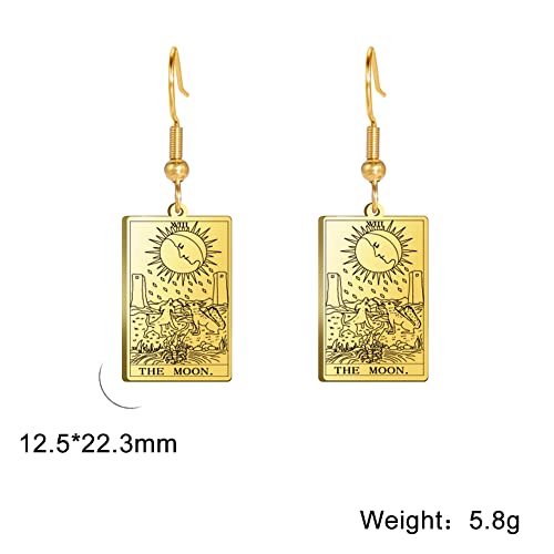Moon Phase Tarot Card Dangle Earrings in Gold