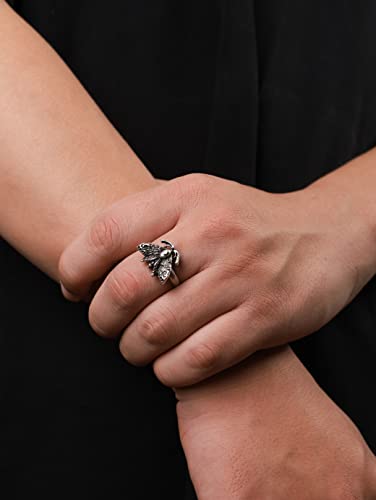 Witchy Crescent Moon Moth Adjustable Ring