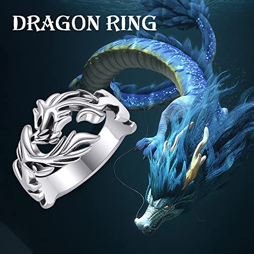 Adjustable 925 Silver Gothic Dragon Ring for All