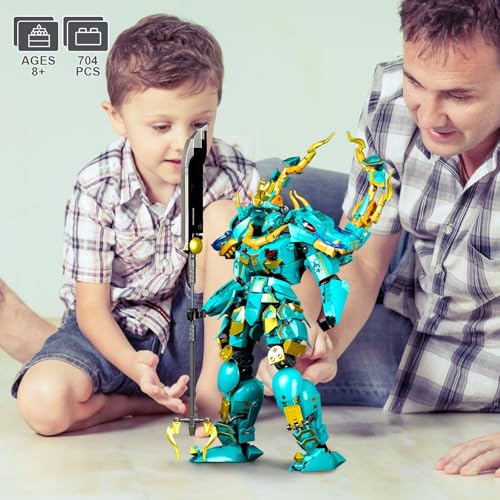 Cool Green Dragon Mech Robot Building Blocks Set