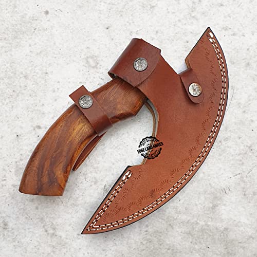Viking Pizza Axe - Rose Wood Handle Viking Pizza Axe, Small Viking Axe with Sheath, Rust Proof Stainless Steel Viking Axe Head, Hand Engraved Runes Viking Pizza Axe, Multipurpose Small Viking Axe