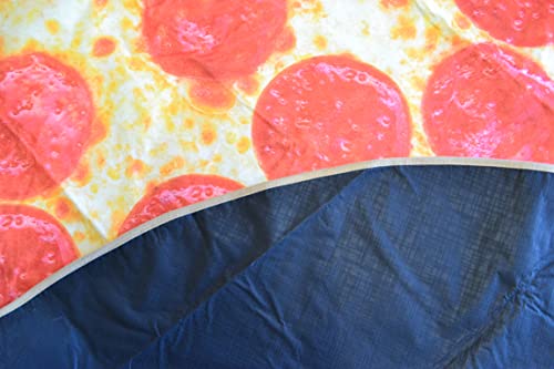 Picnic Blanket Pepperoni Pizza Blanket 60" with Pizza Box Designed Carrying Bag, Beach Blanket, Sandproof, Waterproof, Outdoor & Indoor Ground Cover for Picnics, Beach, Pool, Parks, Festivals, Camping