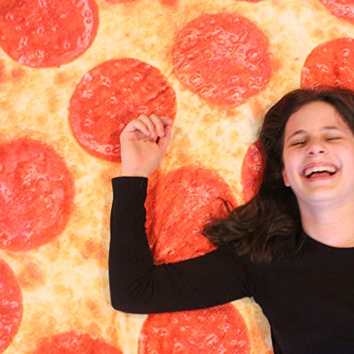 Picnic Blanket Pepperoni Pizza Blanket 60" with Pizza Box Designed Carrying Bag, Beach Blanket, Sandproof, Waterproof, Outdoor & Indoor Ground Cover for Picnics, Beach, Pool, Parks, Festivals, Camping