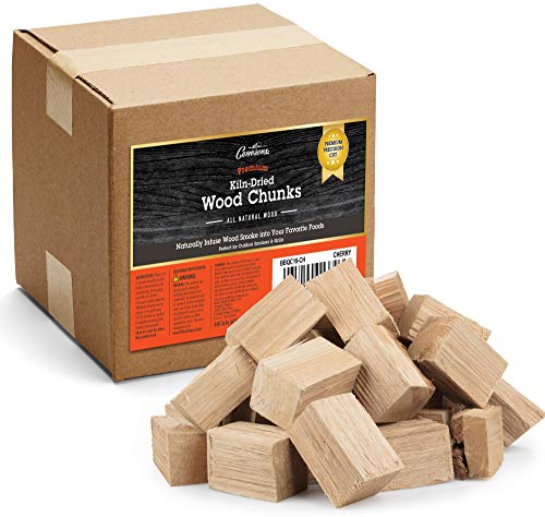 Camerons Products Smoking Wood Chunks (Cherry)  ~10 Pounds, 840 cu. in. - Uniform Size: 3" x 2" x 2" for Even Burning - Kiln Dried BBQ Large Cut Chips- All Natural Barbecue Smoker Chunks