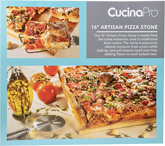 CucinaPro Pizza Stone for Oven, Grill, BBQ- Extra Thick 5/8" Cordierite Rectangular Baking Stone for Better Cooking- 16" x 14" Pan- Holds High Temperature Perfectly For Crispy Crust- Holiday Must Have