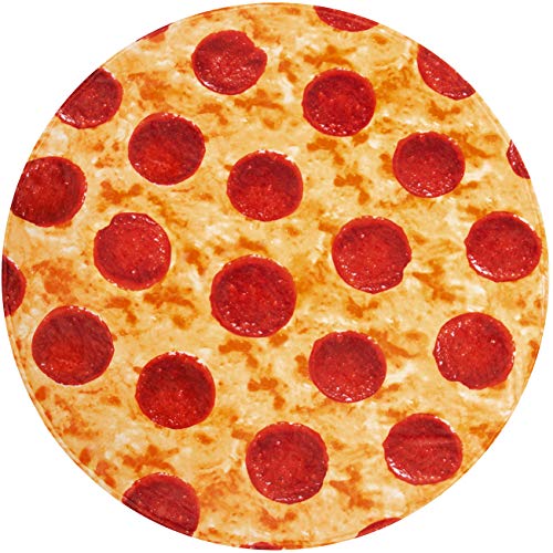mermaker Pepperoni Pizzas Blanket 2.0 Double Sided 71 inch for Adult and Kids, Pizzas Blanket Adult Size, Realistic Food Blanket, 285 GSM Soft Pizzas Blanket, Funny Gifts for Teenage Boys and Girls