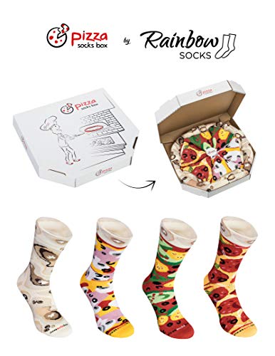 PIZZA SOCKS BOX 4 pairs MIX Vege Capriciosa Pepperoni Cotton Socks L Made In EU