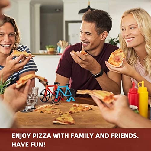 SCHVUBENR Bicycle Pizza Cutter Wheel - Gifts for Cyclists Men - Housewarming Christmas Gift - Bike Pizza Cutter - Funny Kitchen Gadget - Cool Men’s Gift - Stainless Steel Pizza Slicer(Black)