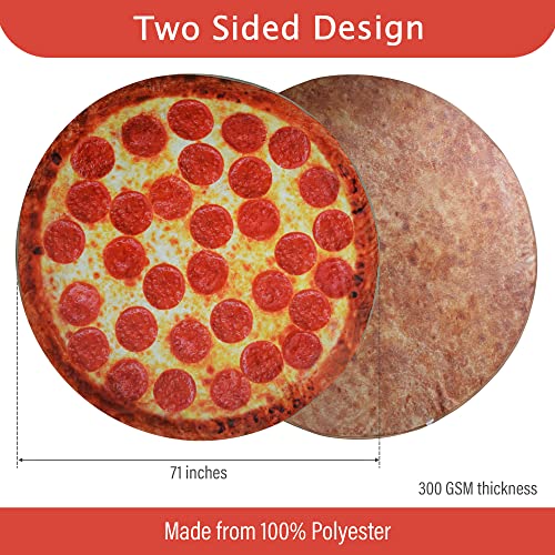 Pizza Blanket Pepperoni Fleece Large 71" Thick 300 MSG Extra Soft 2 Design Double Print with Crust Calzone Adult and Children Throw Blanket Bedroom Blanket