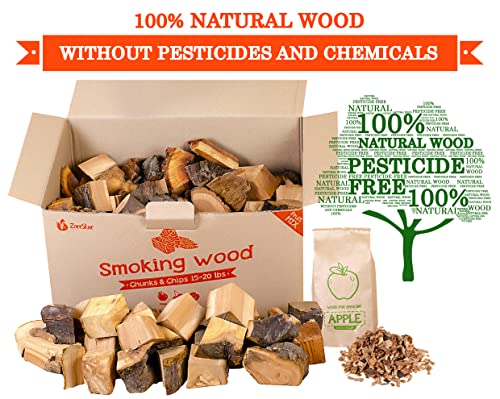 Zorestar Apple Cherry (Fruit Mix) - 13-15lb - Wood Chunks for Smoking and Grilling