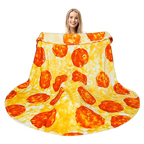 Bistee Pizza Blanket Double Sided 60 inches, Throw Blanket for Couch, Novelty Realistic Funny Gift Food Blanket for Kids and Adult, 285 GSM Soft Comfortable Flannel Taco Blanket for Picnic/Travel/Home