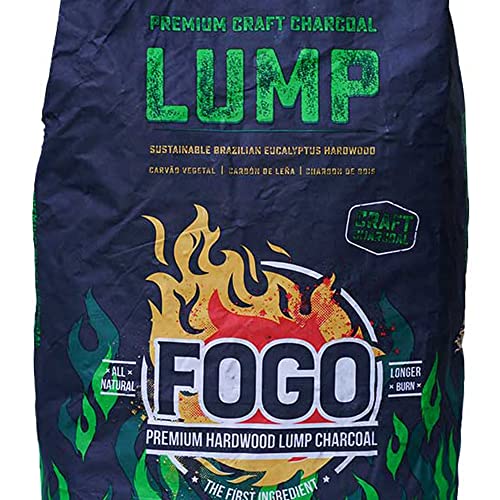 Fogo FG-CH-BRA-17 All Natural Restaurant Quality Brazilian Eucalyptus Blend Hardwood Lump Charcoal for Grilling and Smoking, 17.6 Pounds