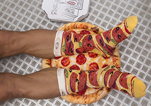PIZZA SOCKS BOX 4 pairs MIX Vege Capriciosa Pepperoni Cotton Socks L Made In EU
