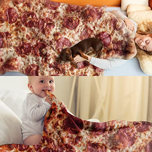 Oversized Food Blanket, Pizza Blanket for Adults and Kids, Soft Flannel, Round, 71 Inch Large, Novelty Gifts for Everyone - Outivity