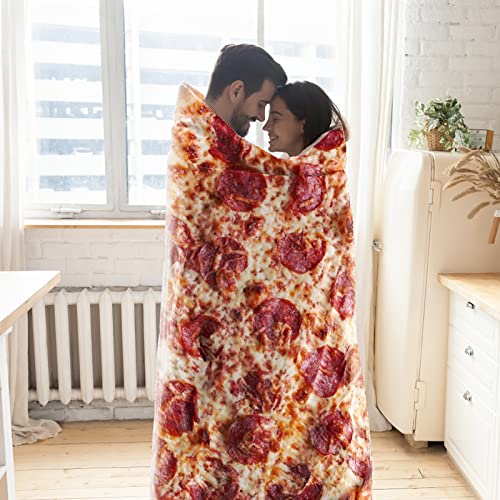 Oversized Food Blanket, Pizza Blanket for Adults and Kids, Soft Flannel, Round, 71 Inch Large, Novelty Gifts for Everyone - Outivity