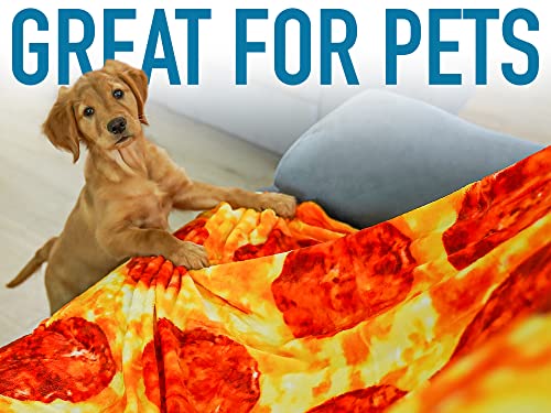 Zulay (60 Inch) Giant Pepperoni Pizza Blanket - Novelty Big Pizza Blanket Adult and Kids - Premium Soft Flannel Round Pepperoni Blanket for Indoors, Outdoors, Travel, Home and More